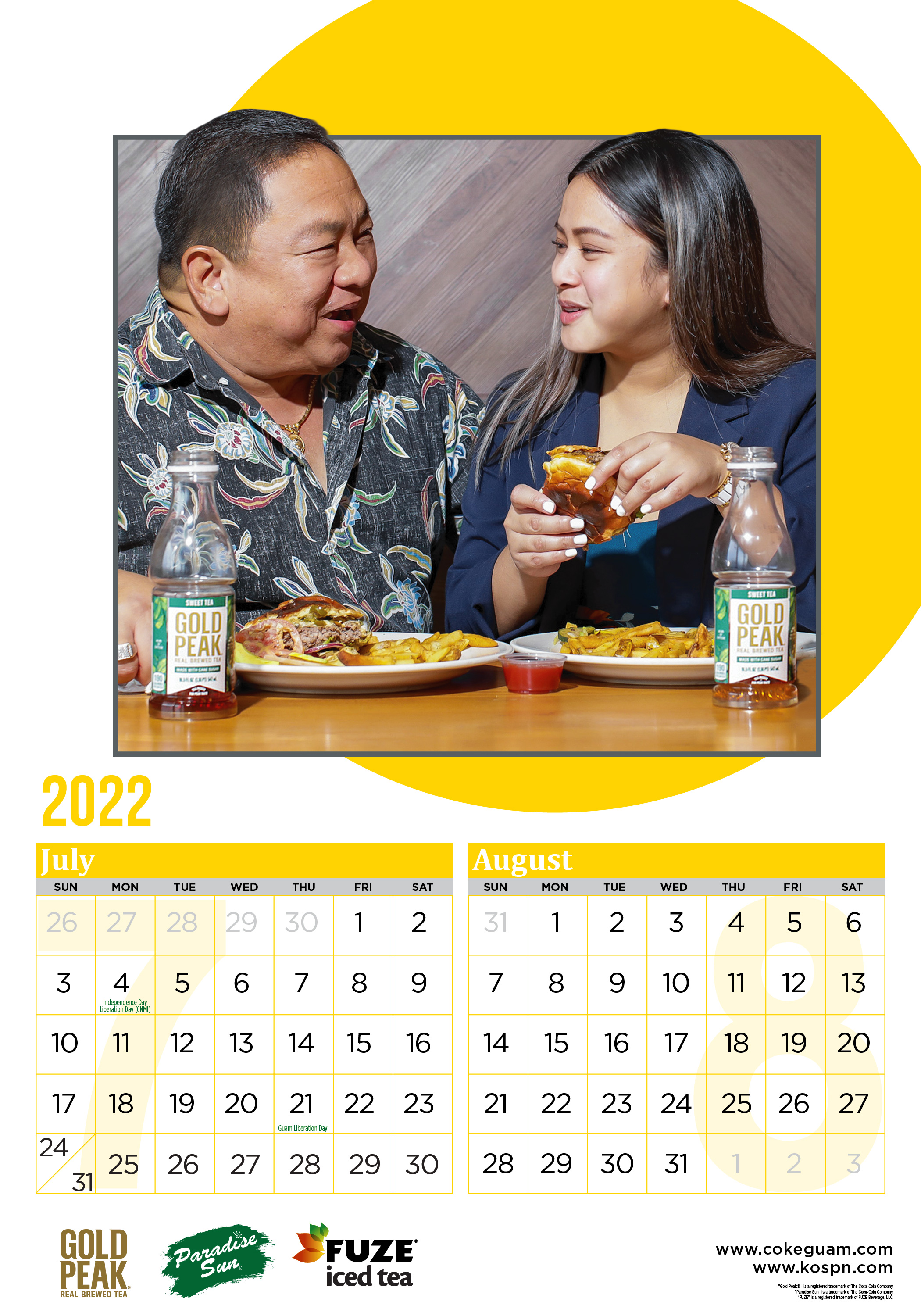 2022 Coca-Cola Calendar July-August
